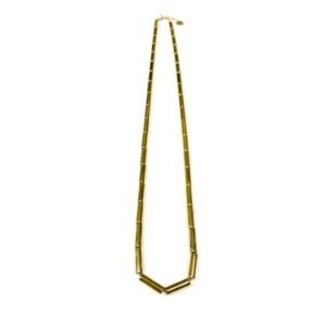 Collier Sacha tout en tubes d'Hématites plaqué or. Longueur 60cm