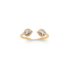 Bague Cassie ouverte en plaqué or 3 microns avec deux motifs goutte et strass blancs – Princess To Lend