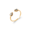 Bague Cassie ouverte en plaqué or 3 microns avec deux motifs goutte et strass blancs – Princess To Lend